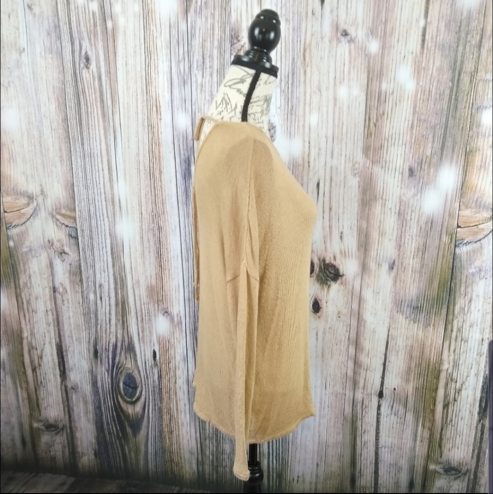 TOPSHOP Tan Soft Knit Keyhole Back Lightweight Top Size 6 NWT - Picture 2 of 8